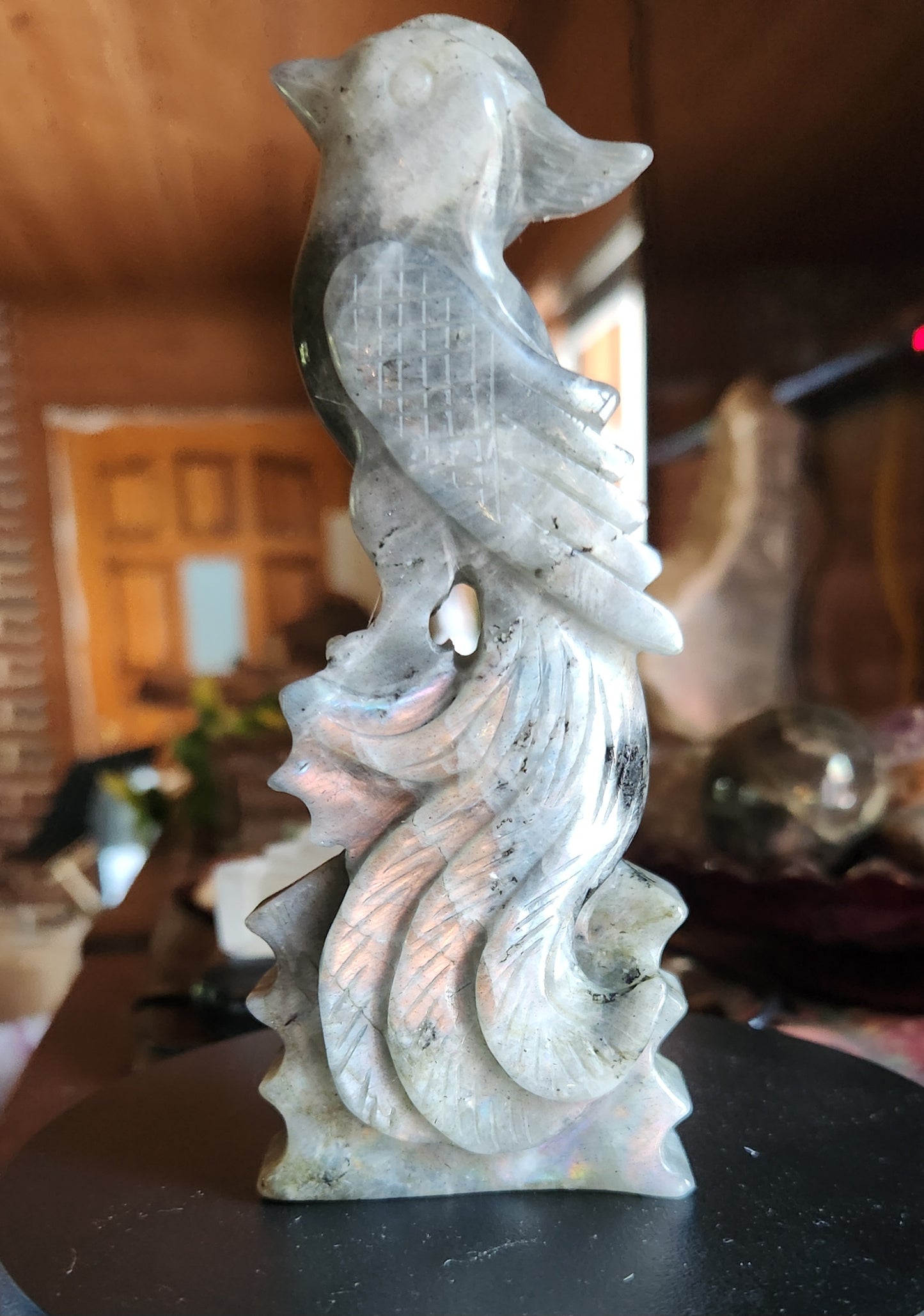 Carved Crystal Phoenix Birds