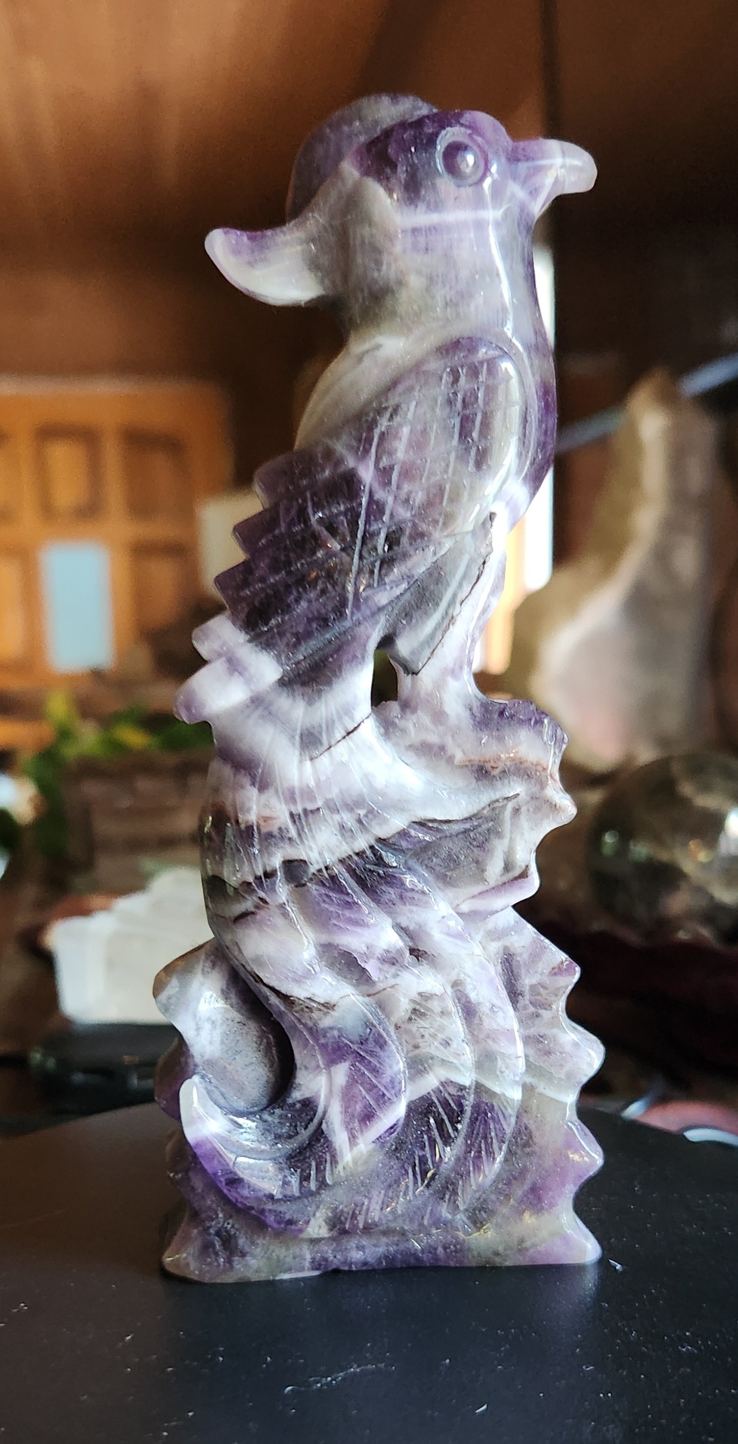 Carved Crystal Phoenix Birds