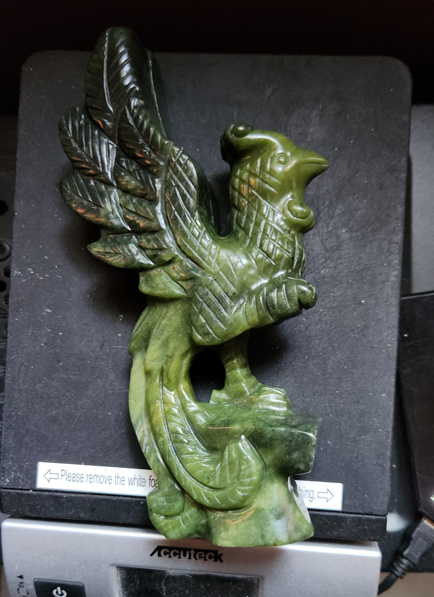 Carved Phoenix Birds in Sunstone and Green Jade
