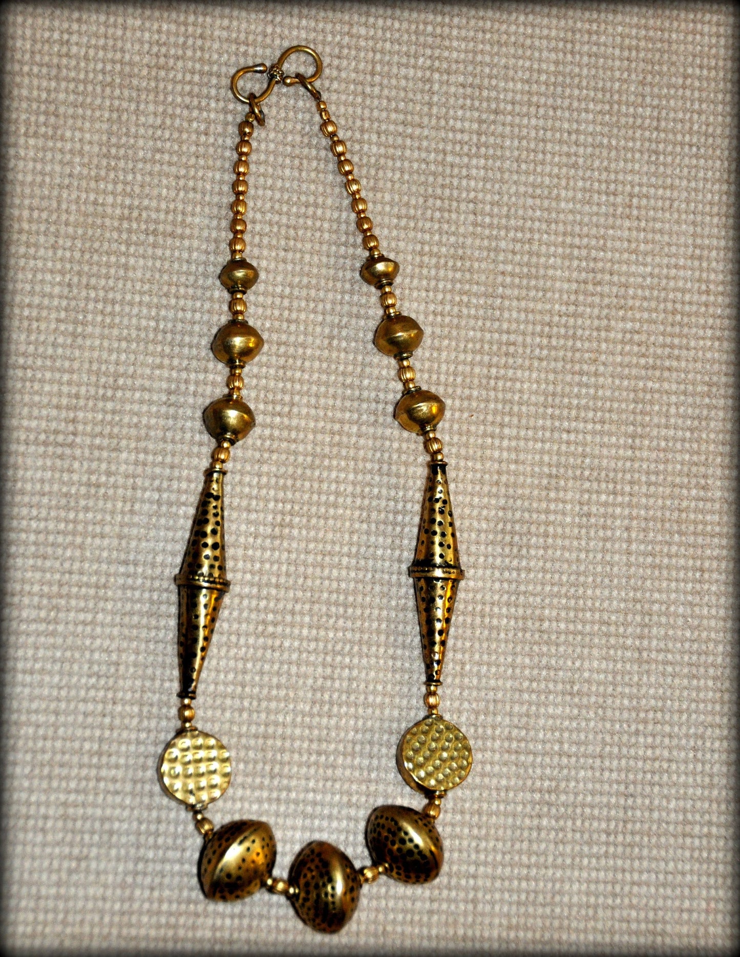 Tibetan Hammered Brass Necklace 19"