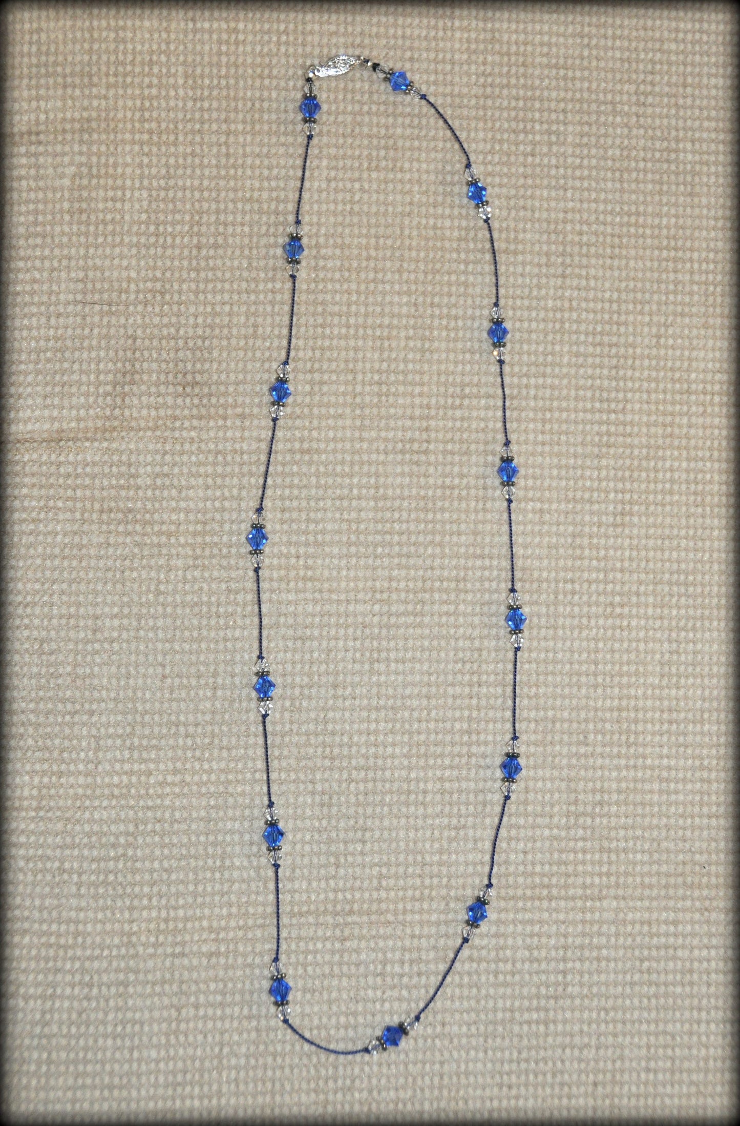 24" Sterling, Swarovski Crystal and Silk Necklace
