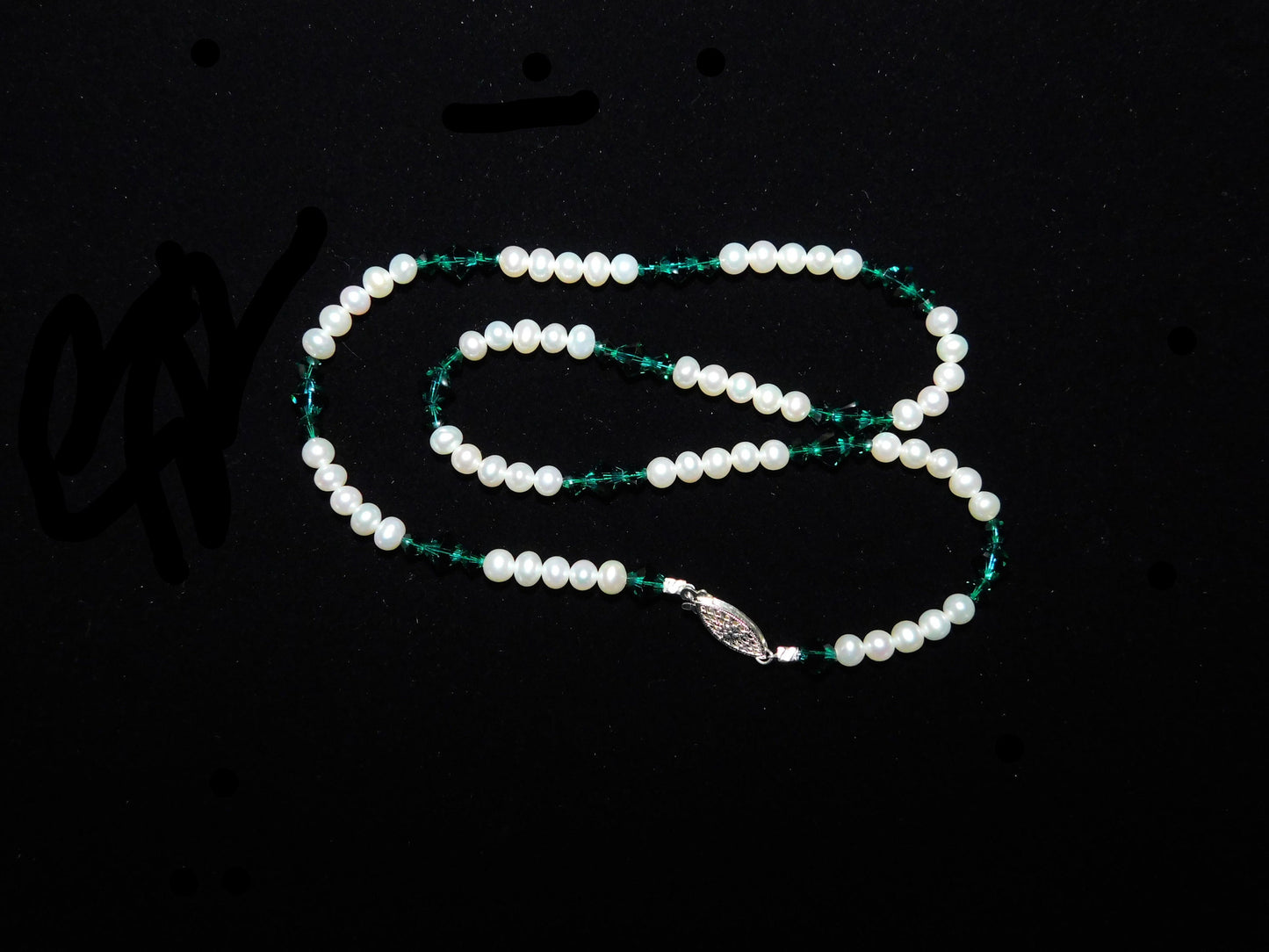 Cultured Freshwater Pearls with Swarovski Crystal and a Sterling Silver Clasp