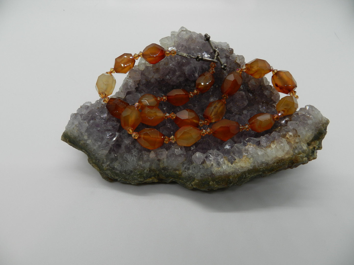 Carnelian Faceted Necklace with Sterling Clasp