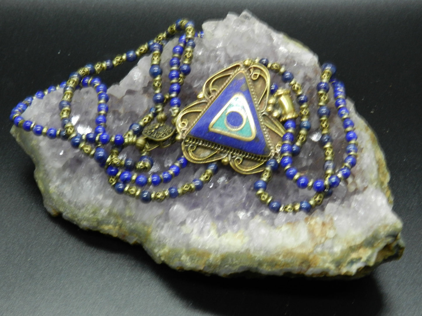 AA Lapis Lazuli Necklace with Lapis and Turquoise Pendant