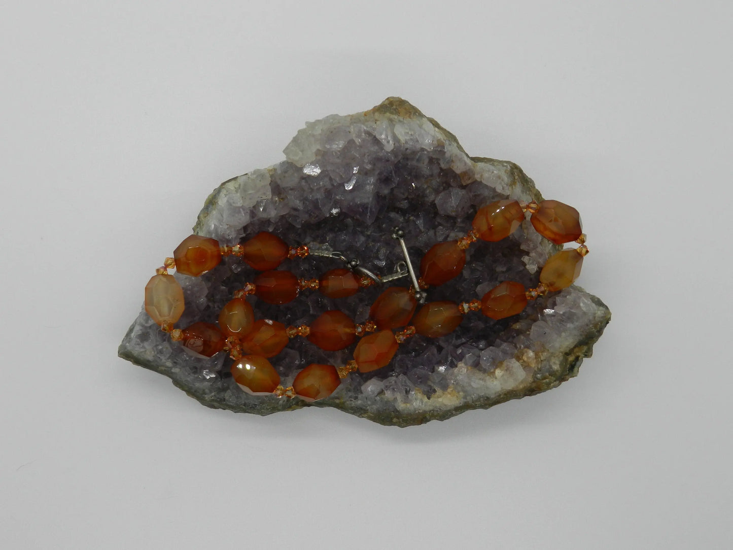 Carnelian Faceted Necklace with Sterling Clasp and Bi-Cone Spacers, Carnelian Gift, Necklace Gift, Swarovski Crystal, 16" Etsy