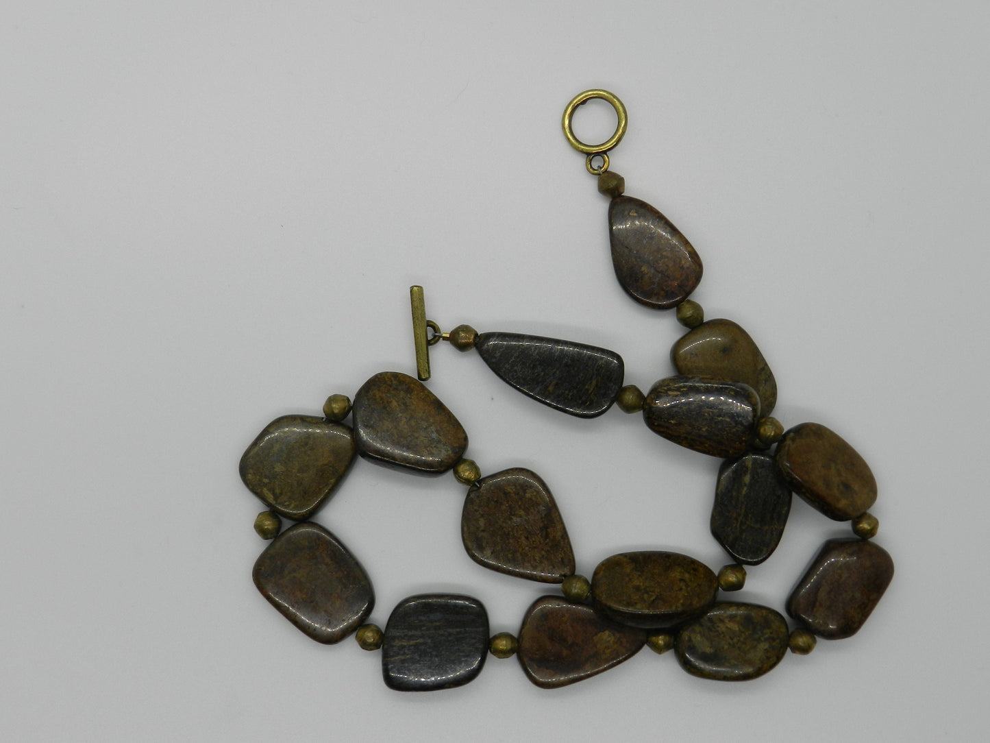 Bronzite and Brass Necklace