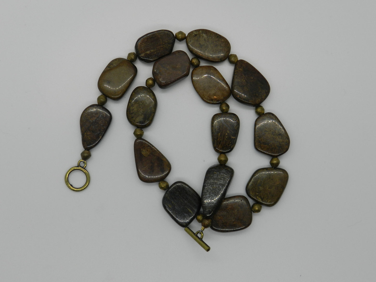 Bronzite and Brass Necklace