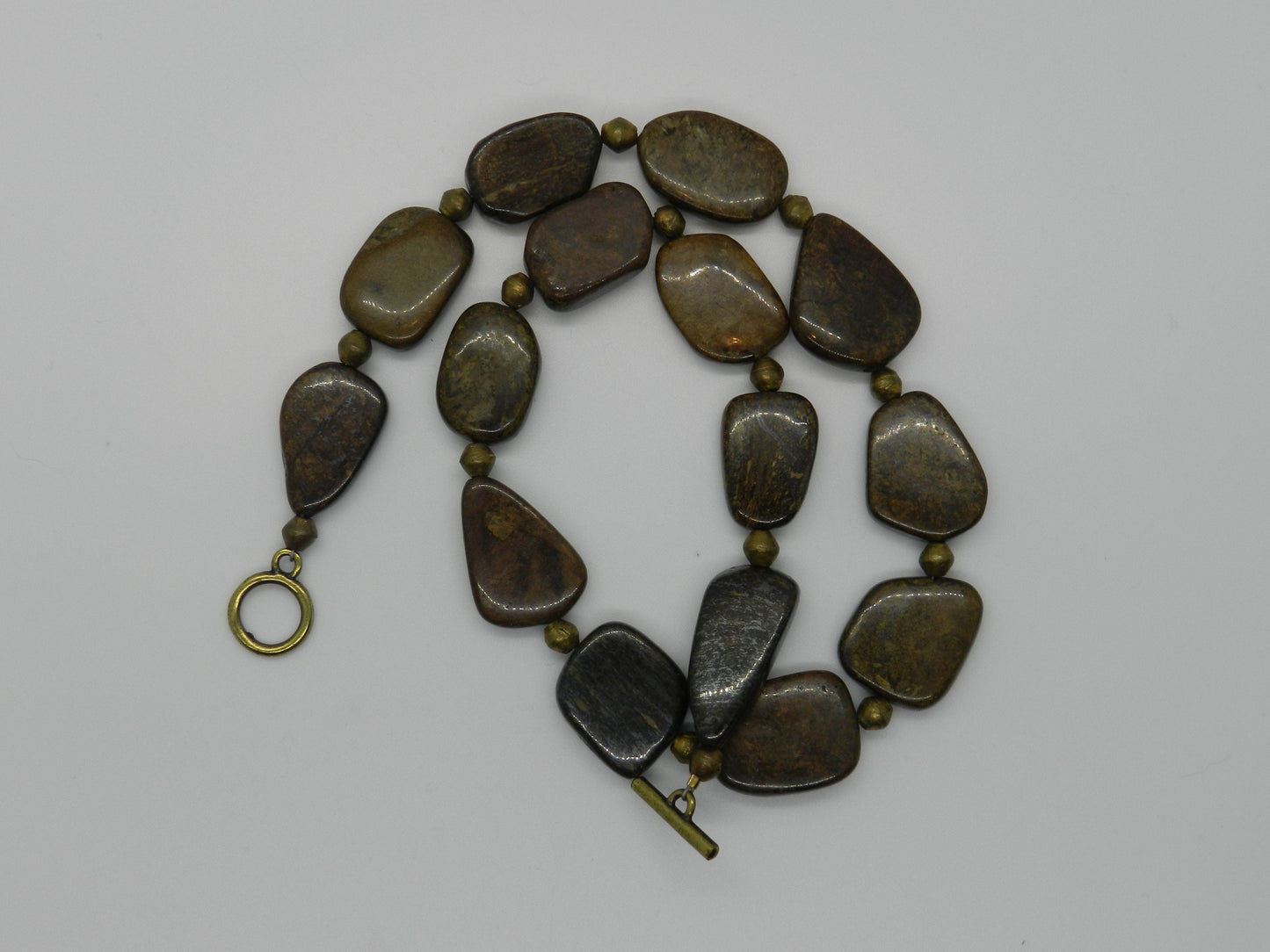 Bronzite and Brass Necklace