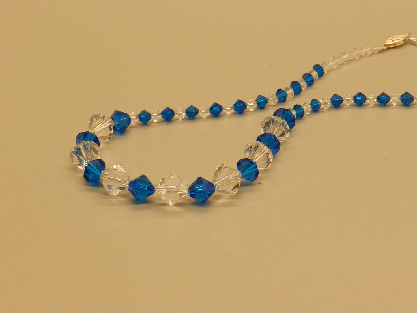Genuine Swarovski Crystal Choker Necklace, Capri Blue and Clear Crystal