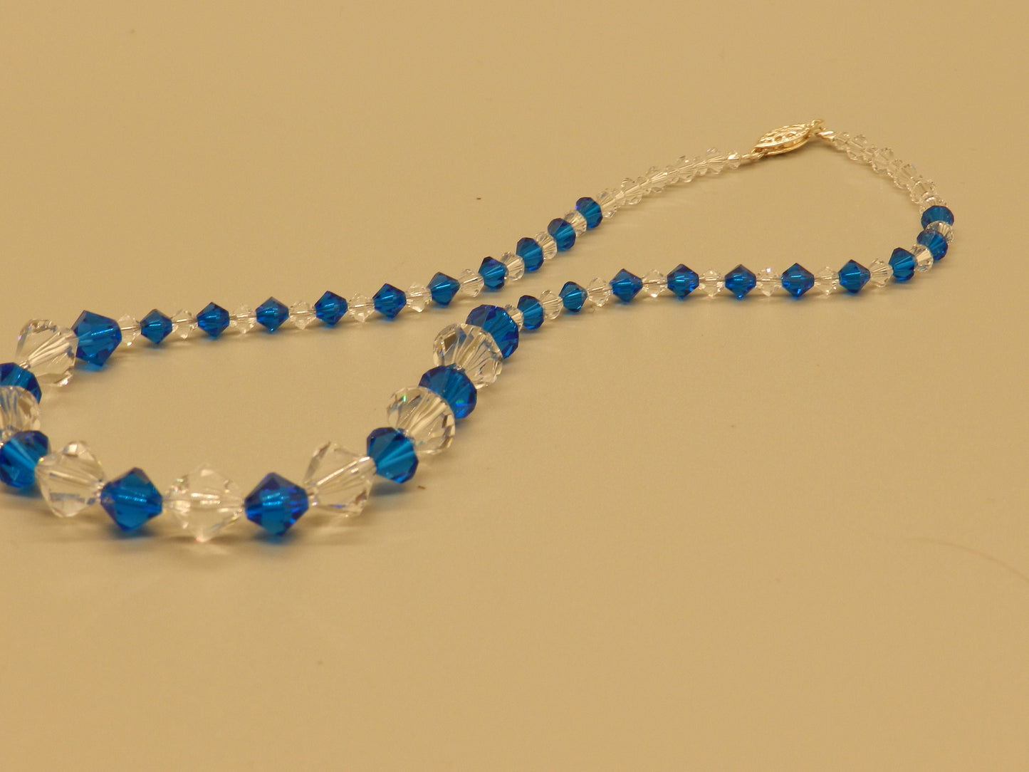 Genuine Swarovski Crystal Choker Necklace, Capri Blue and Clear Crystal