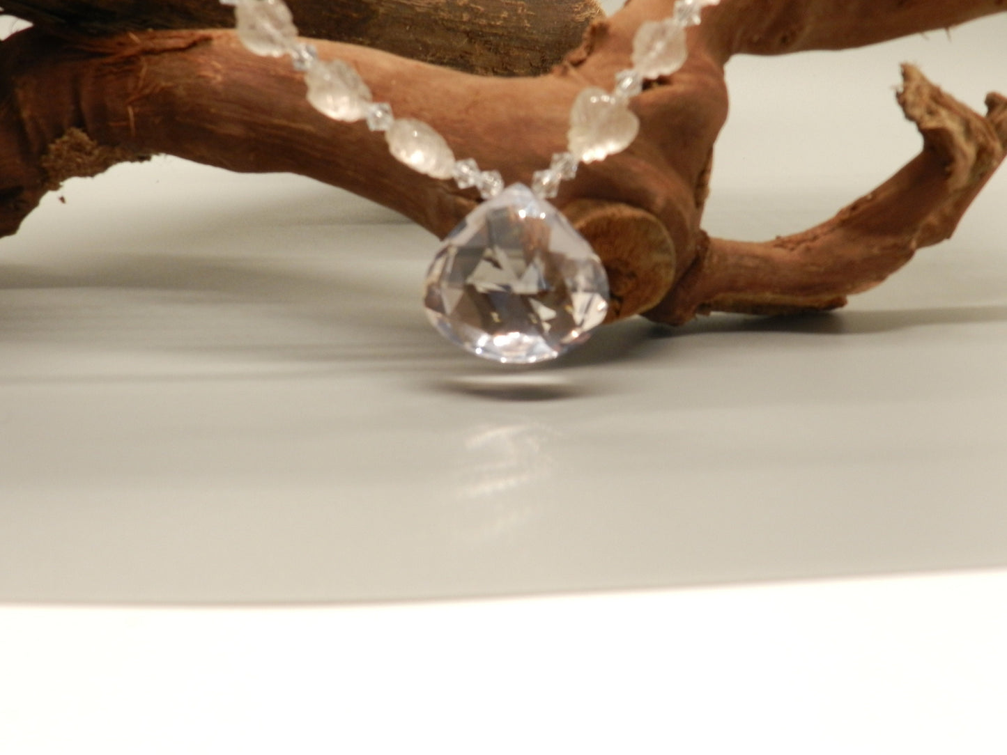 Pale Pink Amethyst and Morganite Necklace with Swarovski accents and a sterling filigree clasp