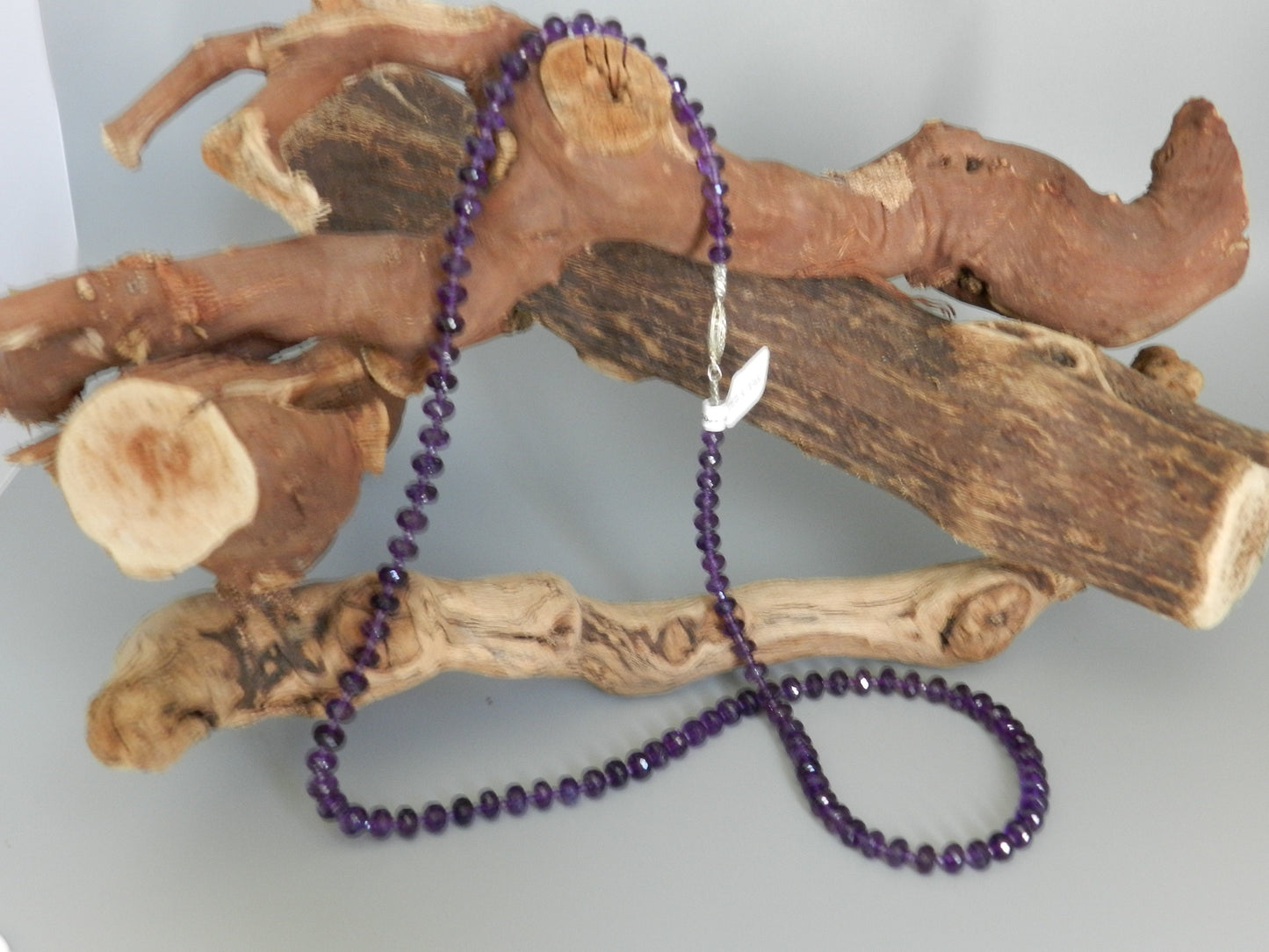 Beautiful African Amethyst Rondelles 24 inches with sterling clasp
