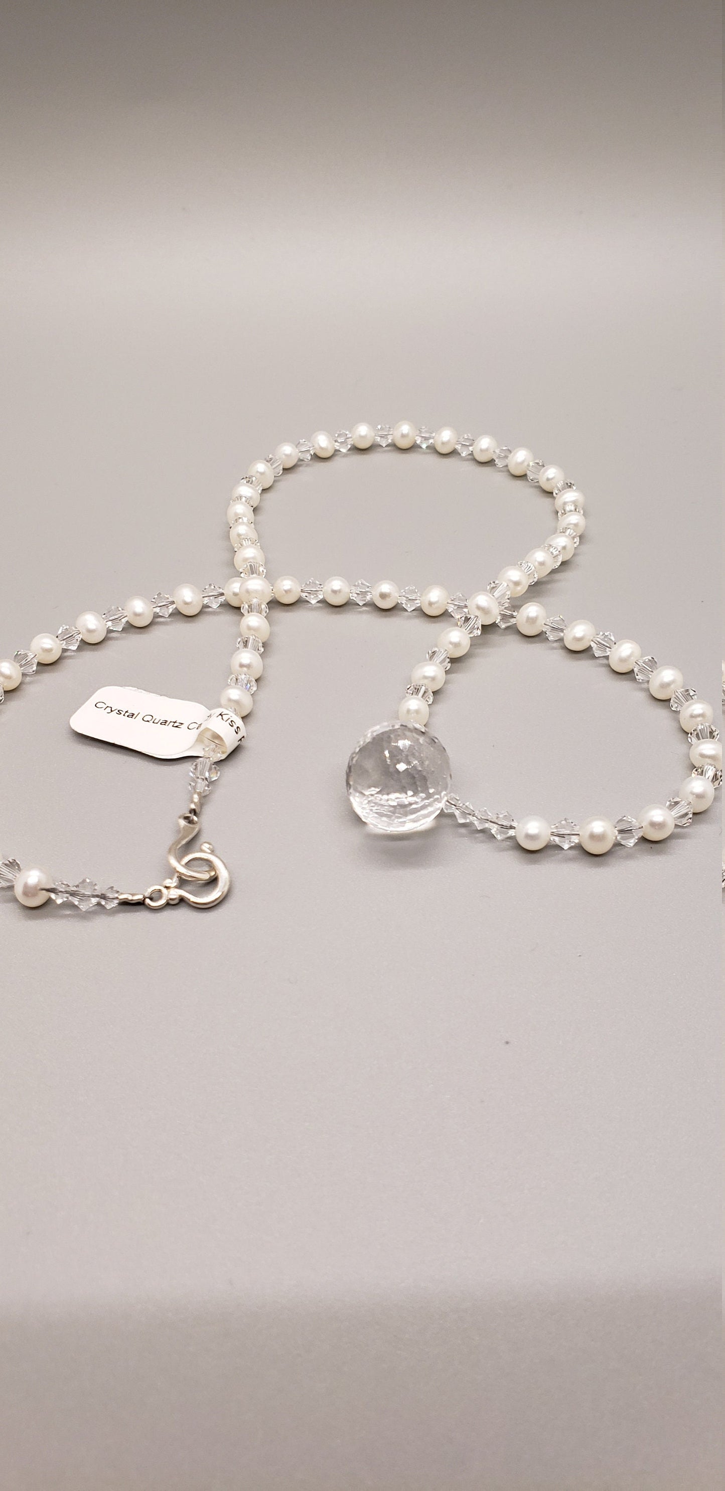 Genuine Pearl and Swarovski with Rock Crystal Pendant