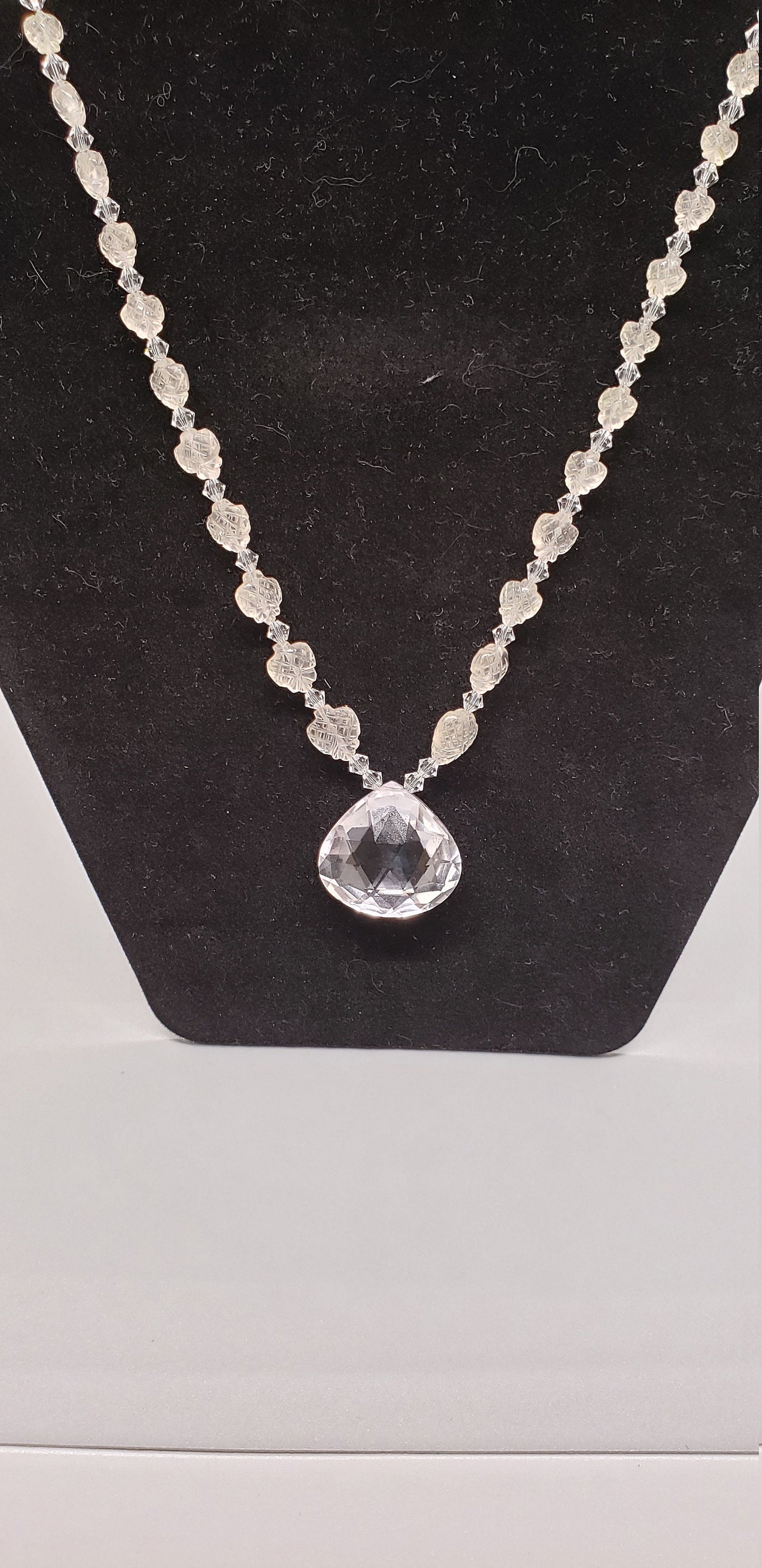 Pale Pink Amethyst and Morganite Necklace with Swarovski accents and a sterling filigree clasp