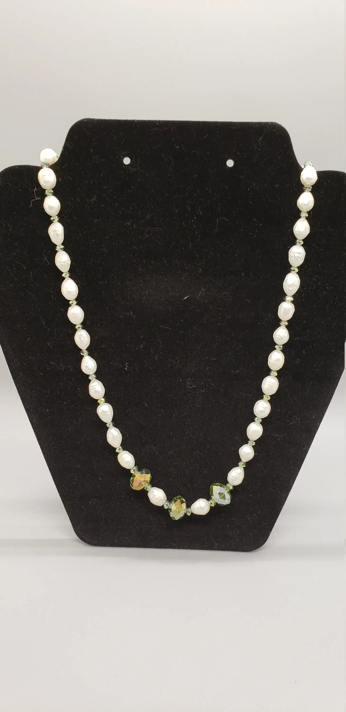 Faceted Mint Pearl Necklace with Green Swarovski Crystals Etsy