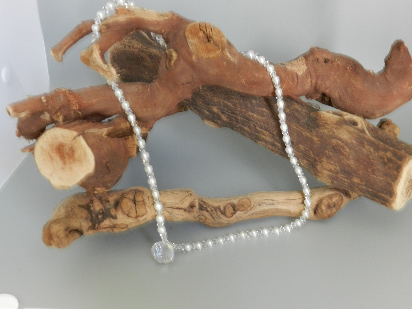 Genuine Pearl and Swarovski with Rock Crystal Pendant