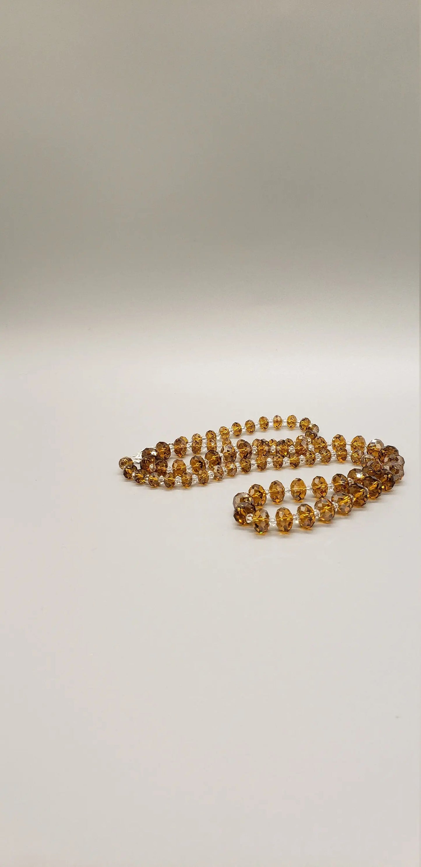20" Topaz Swarovski Rondelle, Beaded Necklace, Sterling Silver Clasp, Topaz Crystal, Rondelle Bead, Topaz Color Etsy