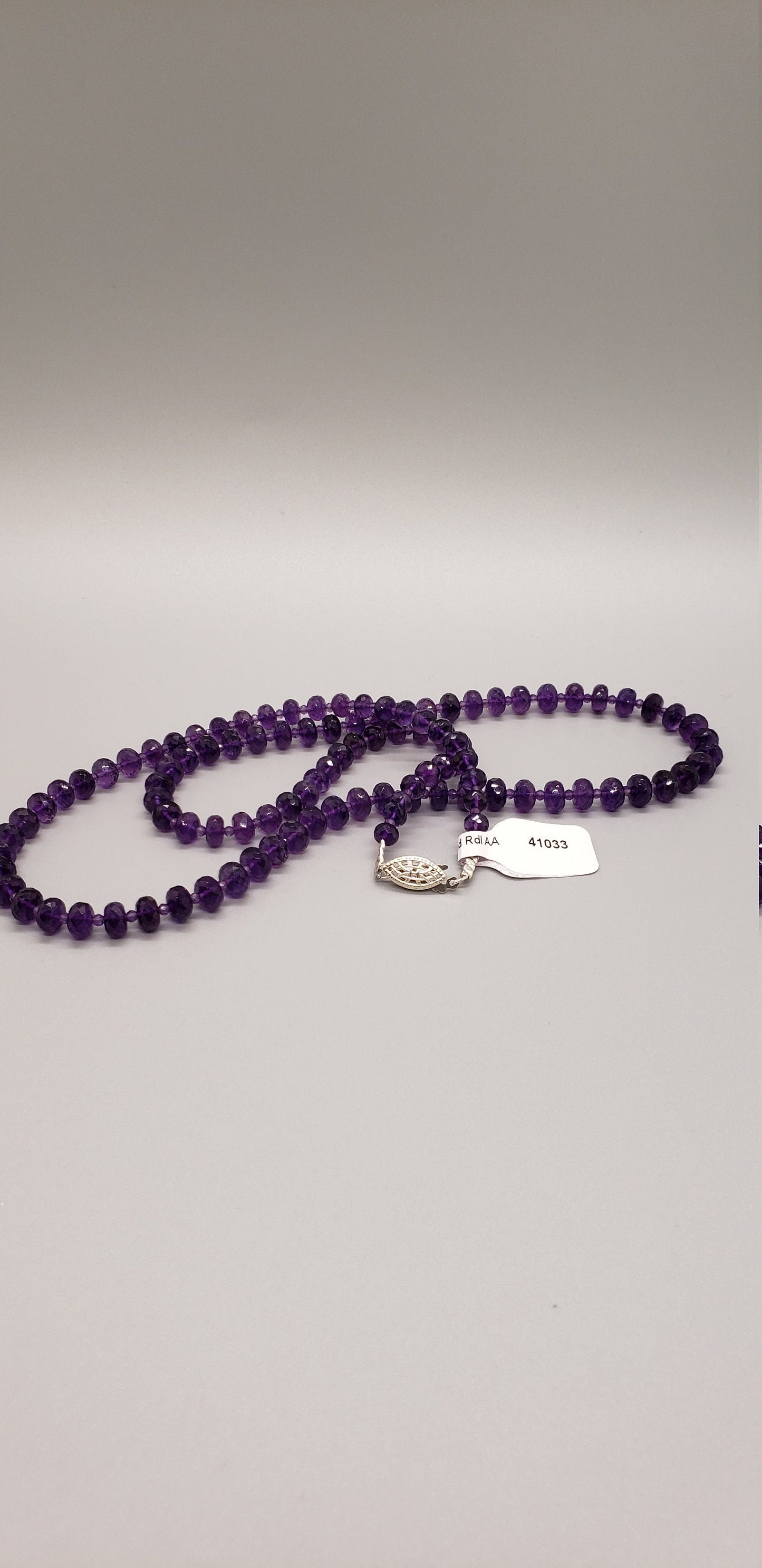 Beautiful African Amethyst Rondelles 24 inches with sterling clasp