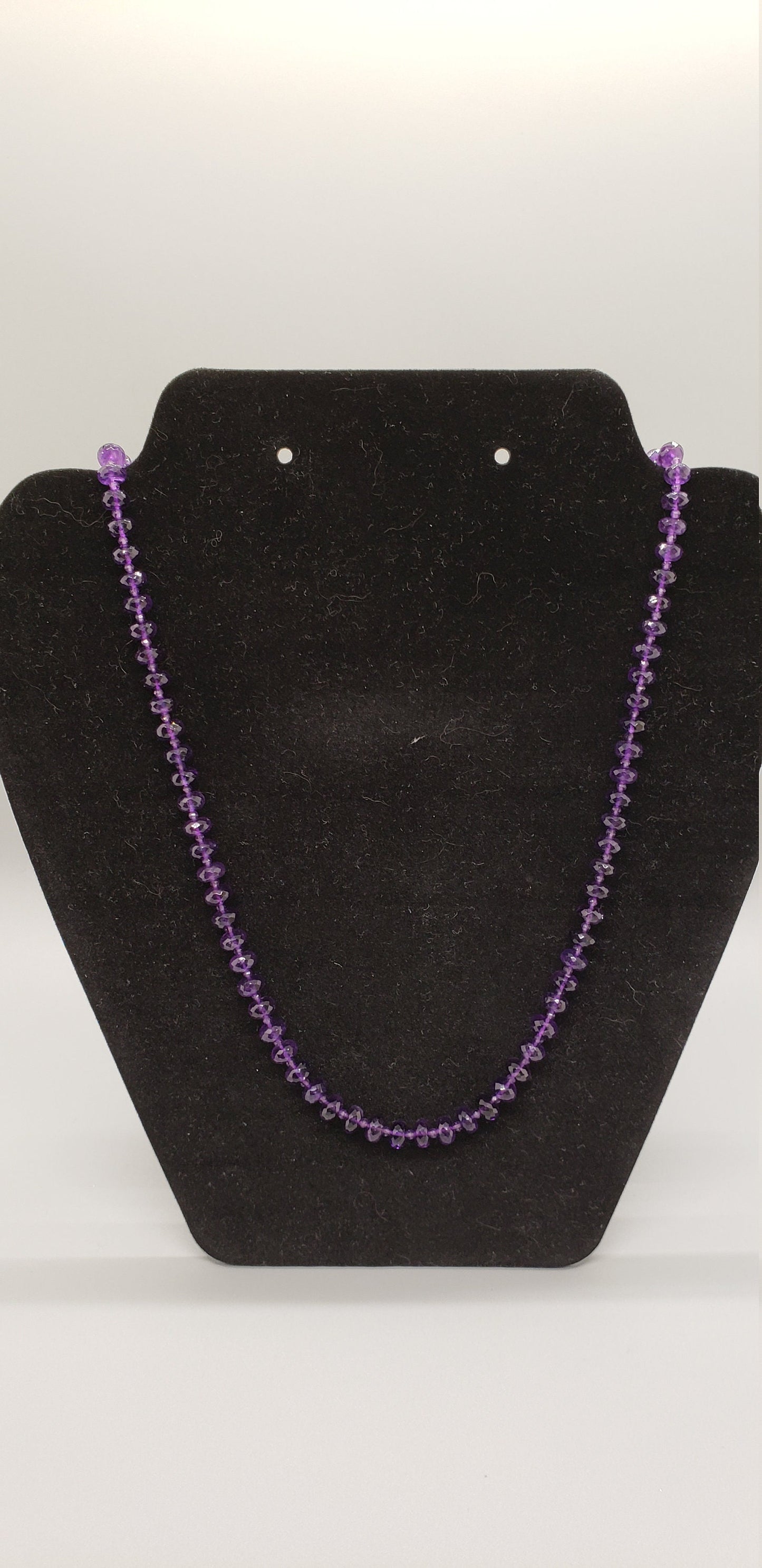Beautiful African Amethyst Rondelles 24 inches with sterling clasp