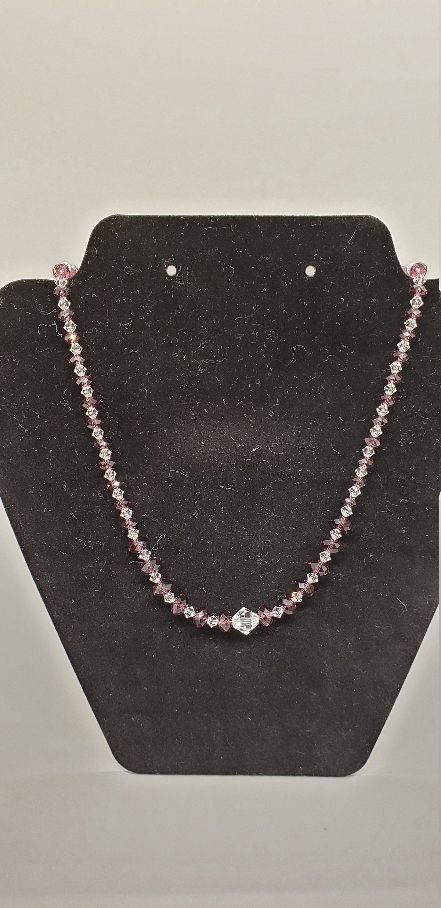 Genuine Swarovski Crystal Amethyst and Clear with Argentium silver clasp
