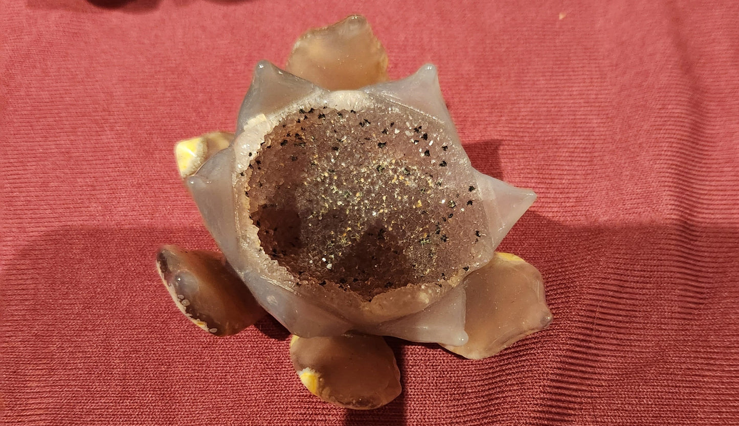Large Druzy Agate Lotus Flowers