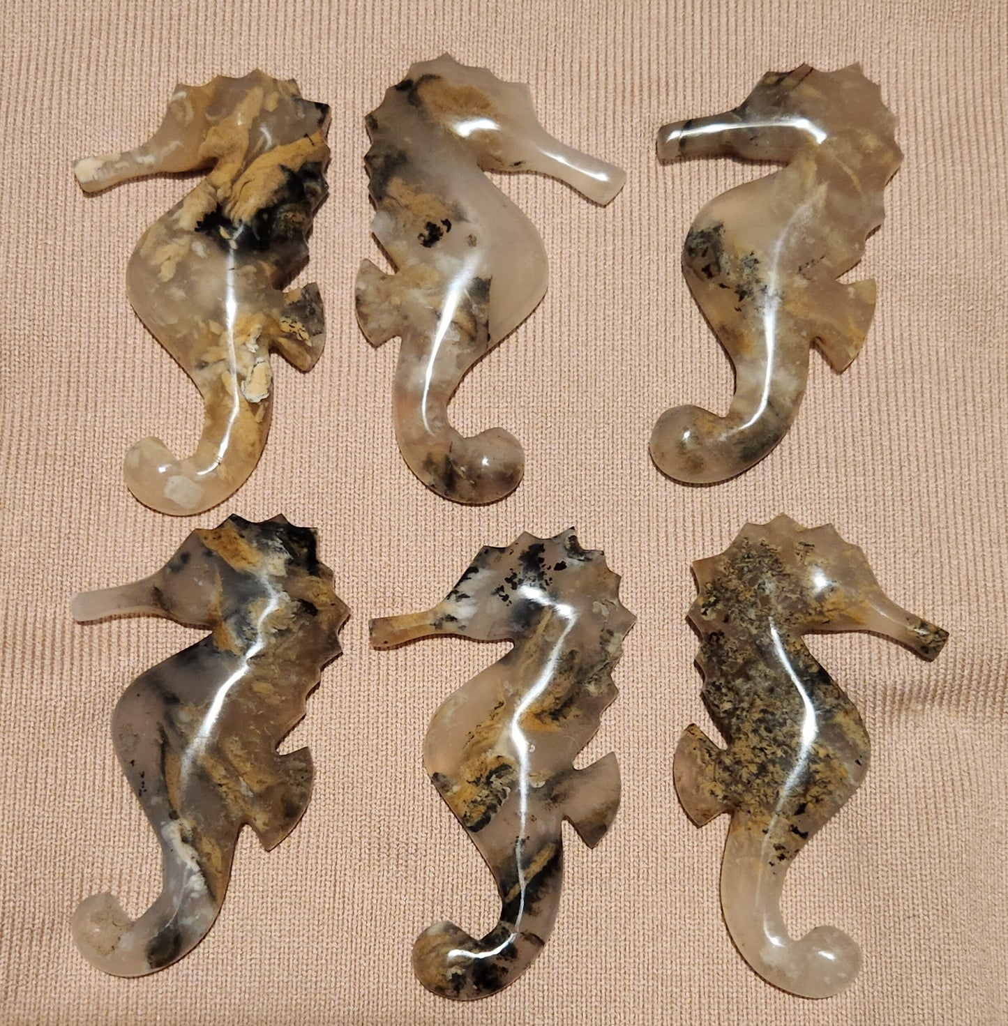 Dendritic Tiger Agate Seahorses