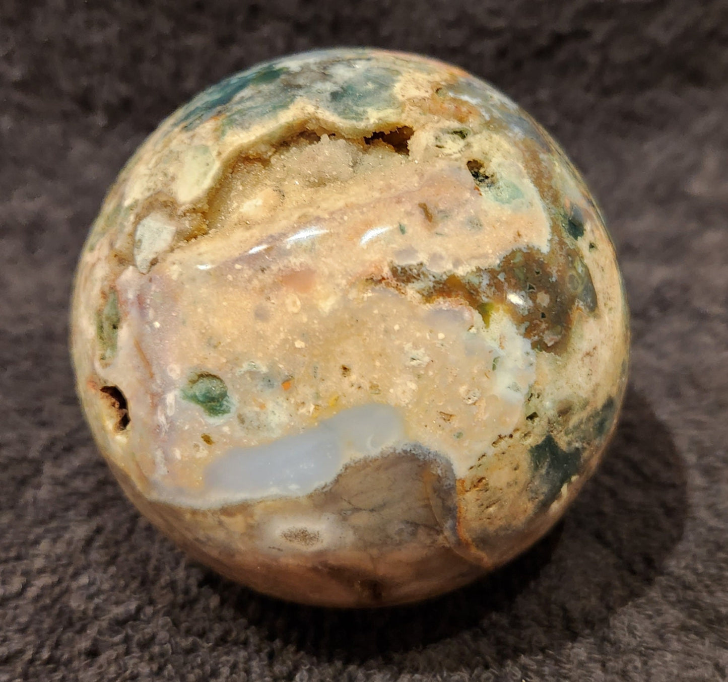 Large Ocean Jasper Sphere with Druzy