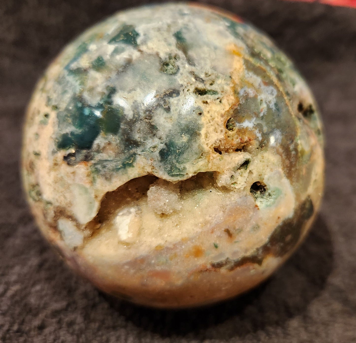 Large Ocean Jasper Sphere with Druzy