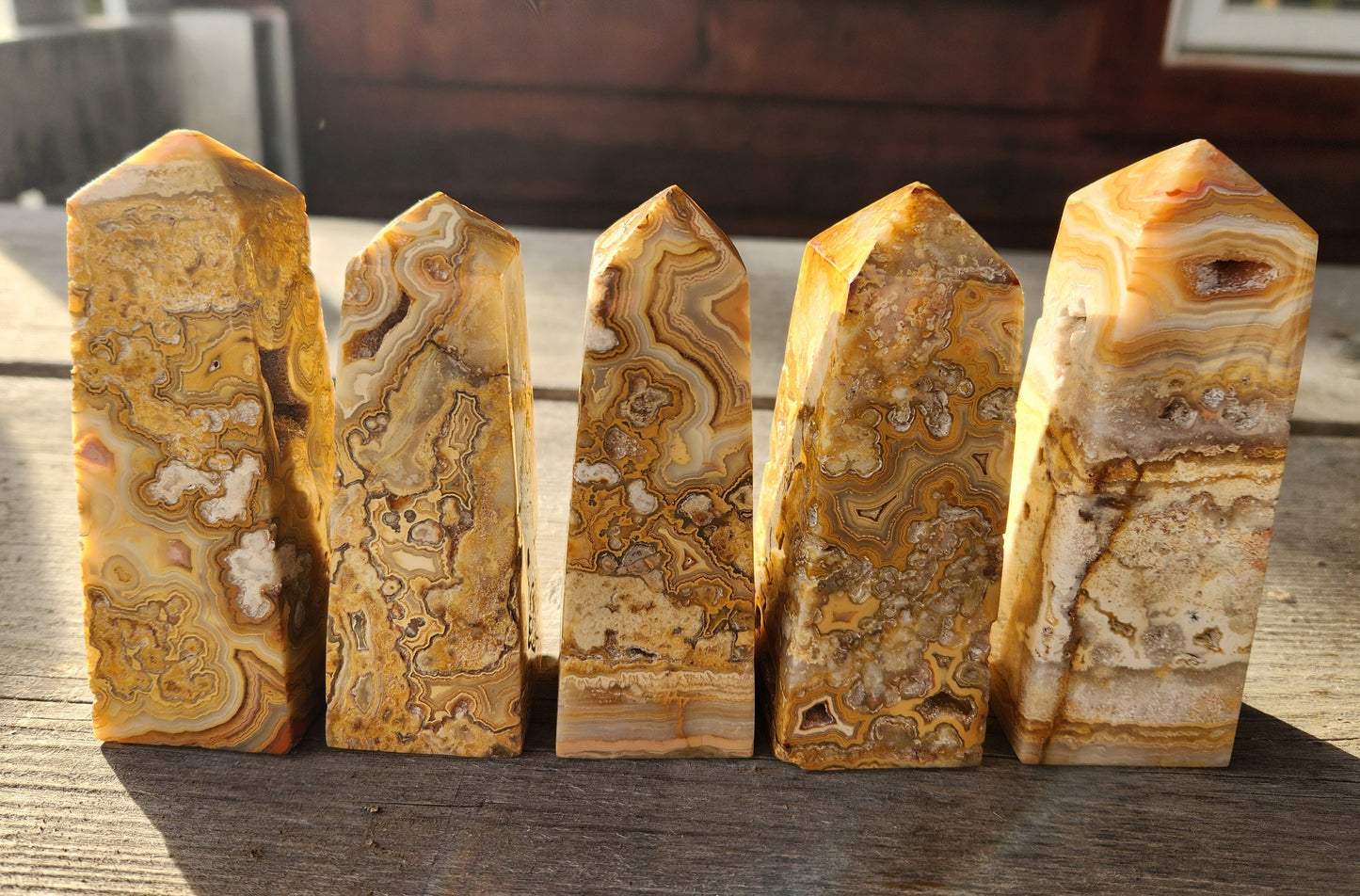 Crazy Lace Agate Towers with Druzy