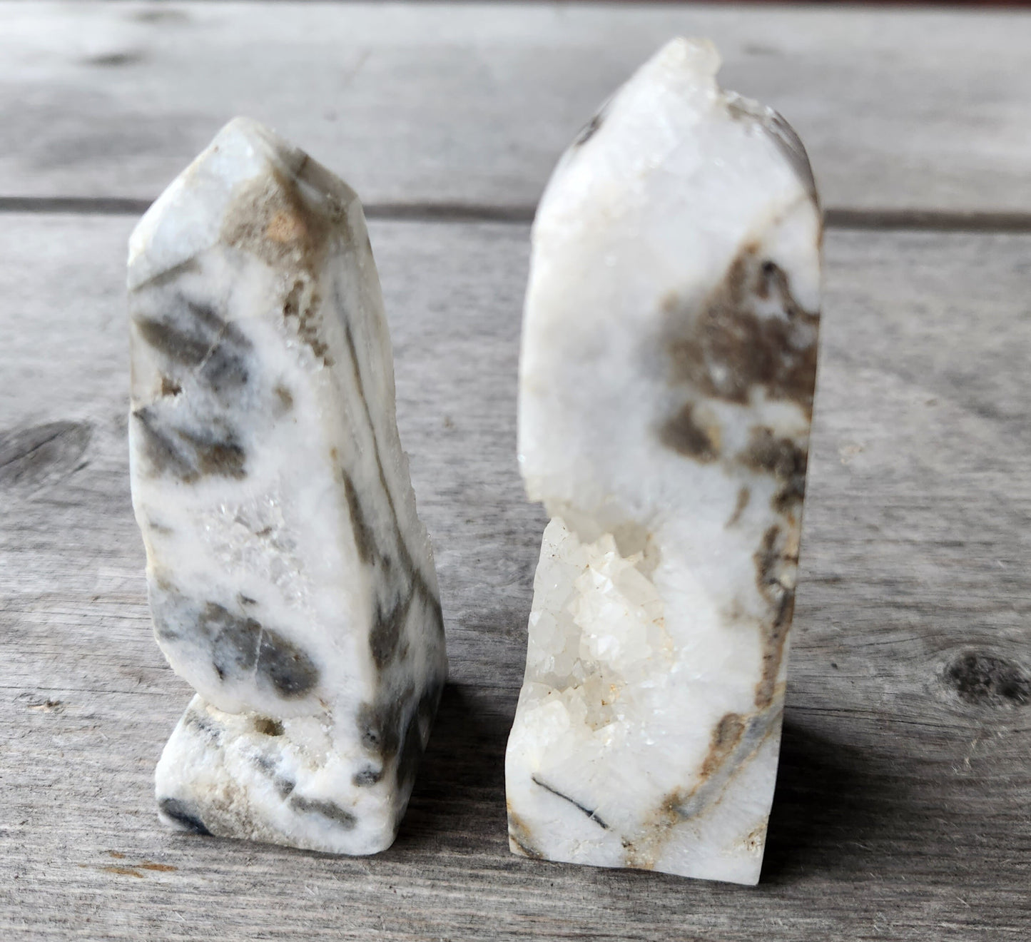 Zebra Agate Points with Druzy