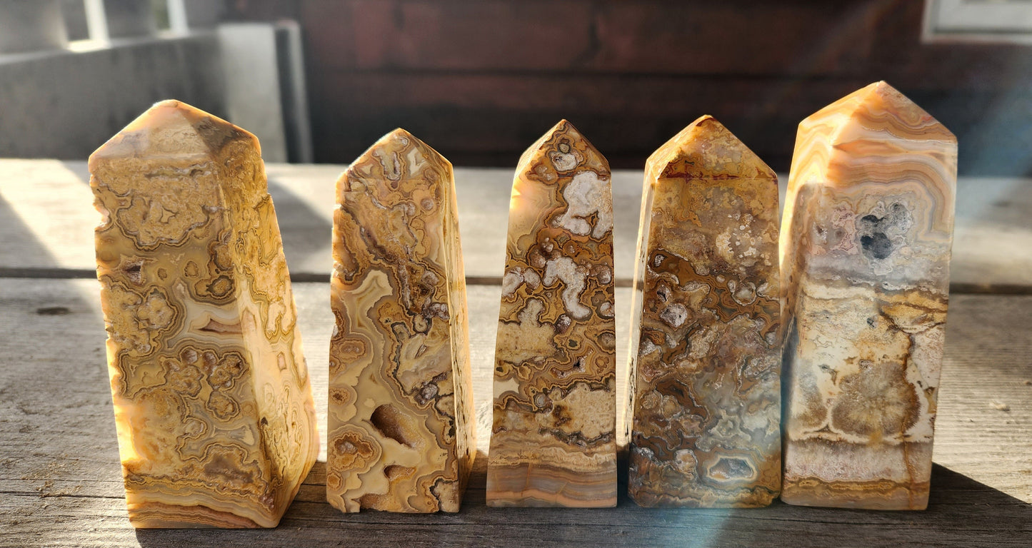 Crazy Lace Agate Towers with Druzy