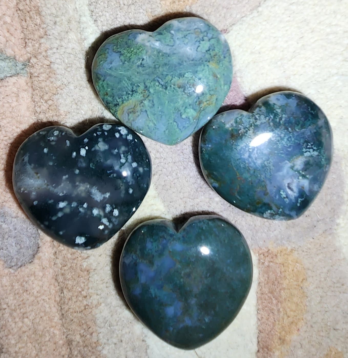 Moss Agate Hearts