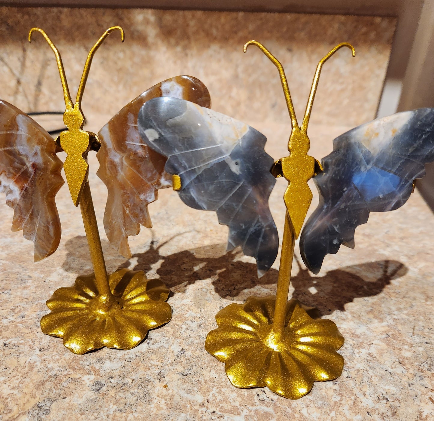 Small Carved Butterfly's Wings with custom stand