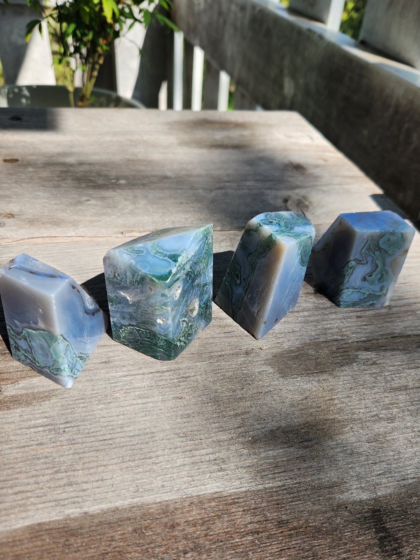 Blue and Green Moss Agate Free Form