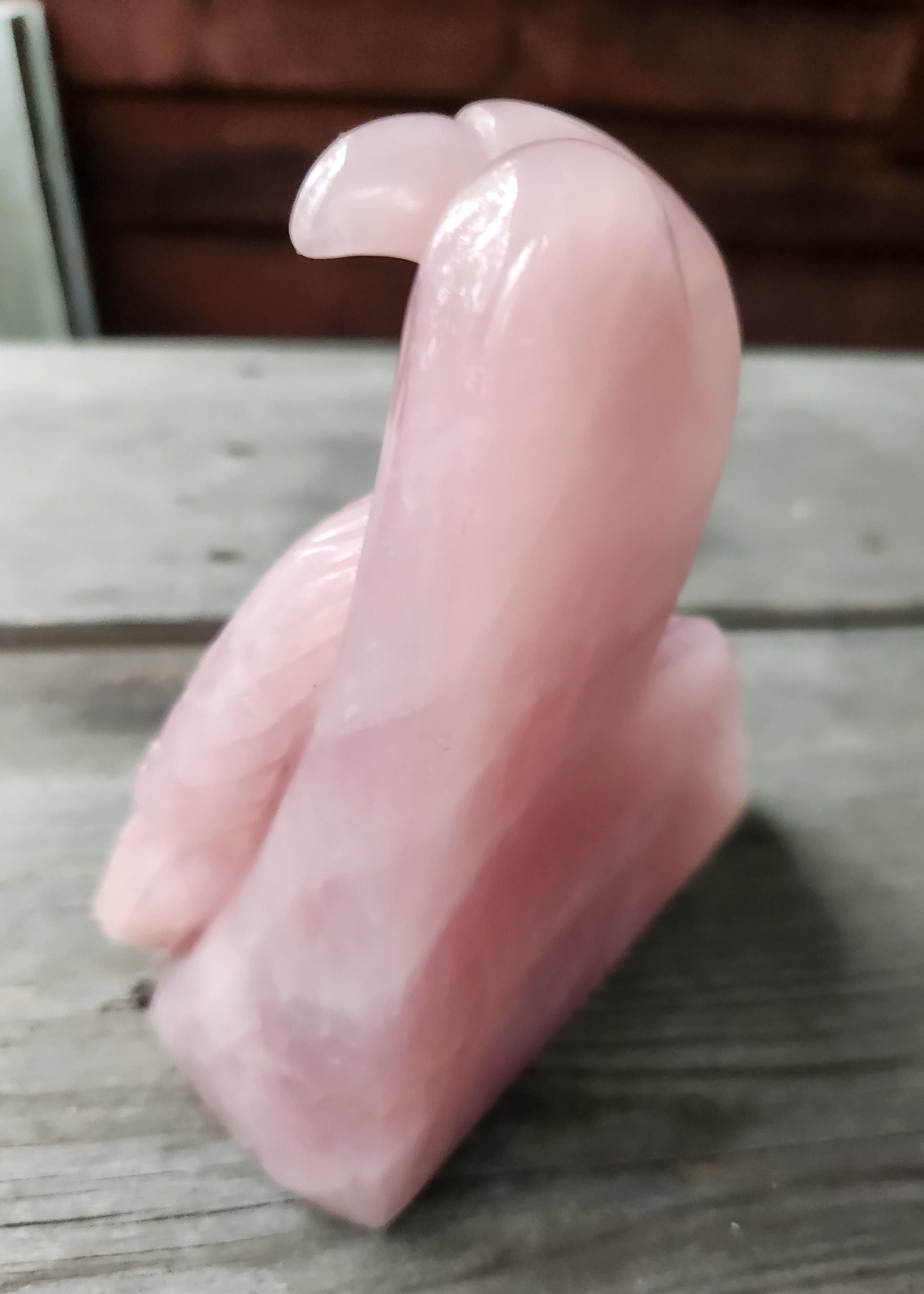 Rare Rose Quartz Carved Parrot