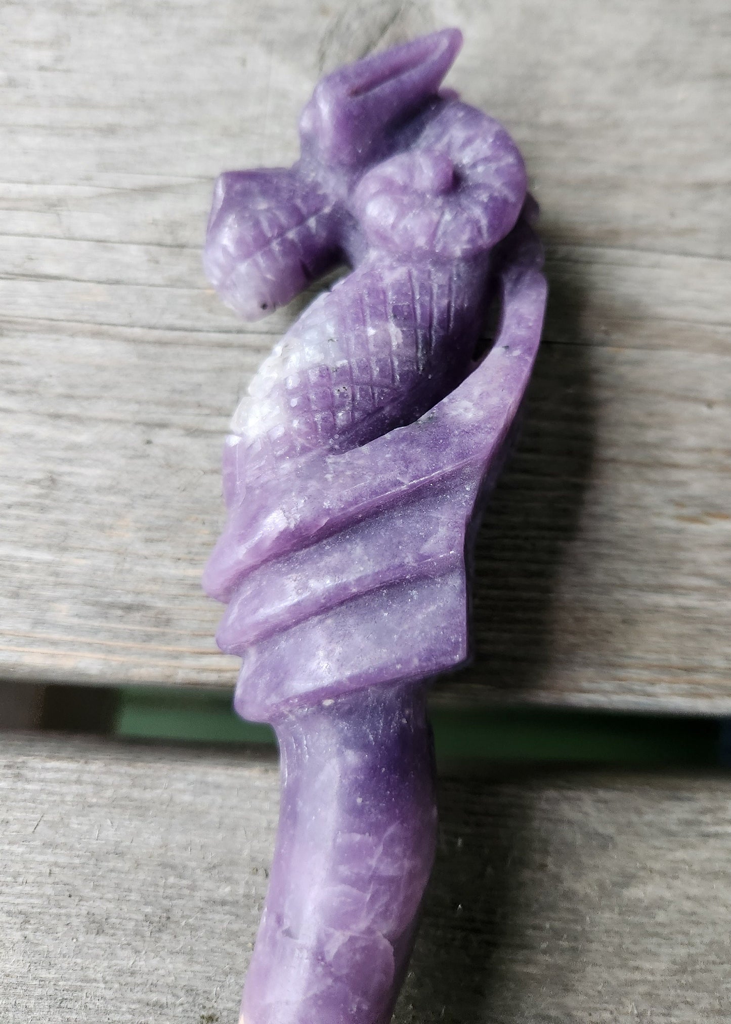 Lepidolite Seahorse Carving