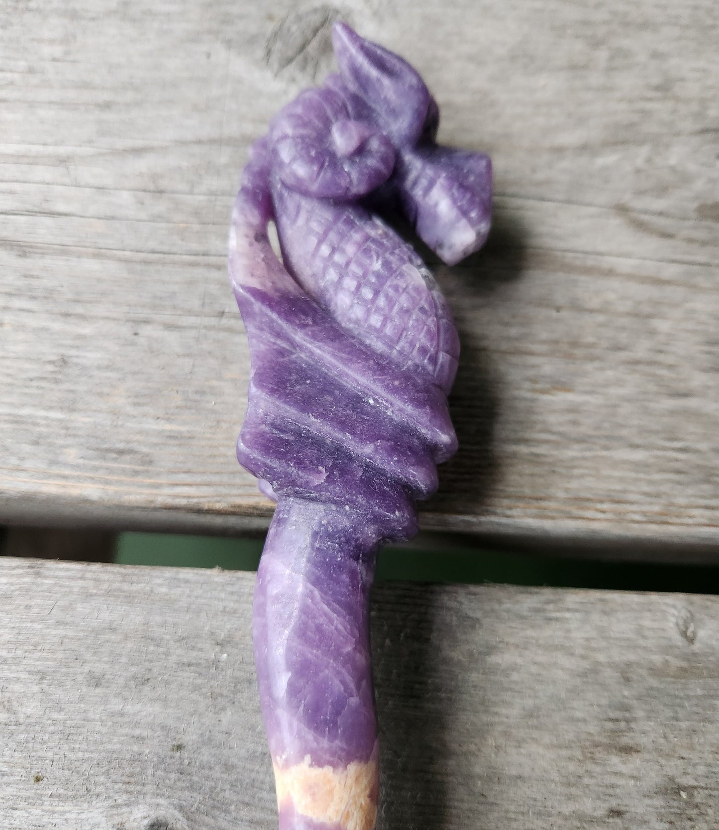 Lepidolite Seahorse Carving