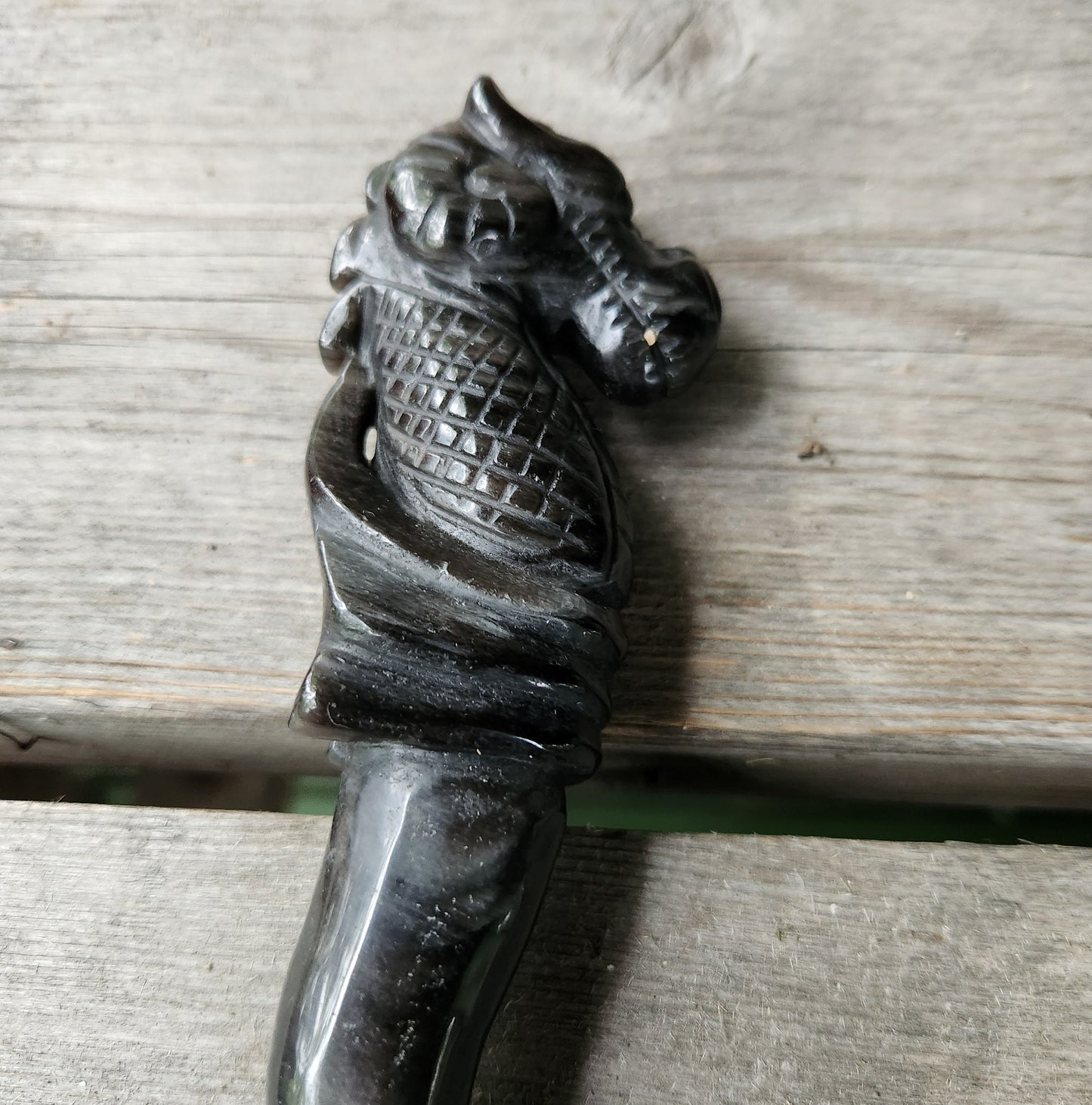Carved Seahorse Gold Obsidian