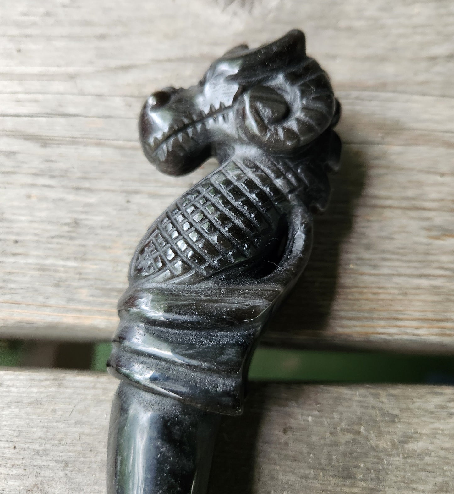Carved Seahorse Gold Obsidian
