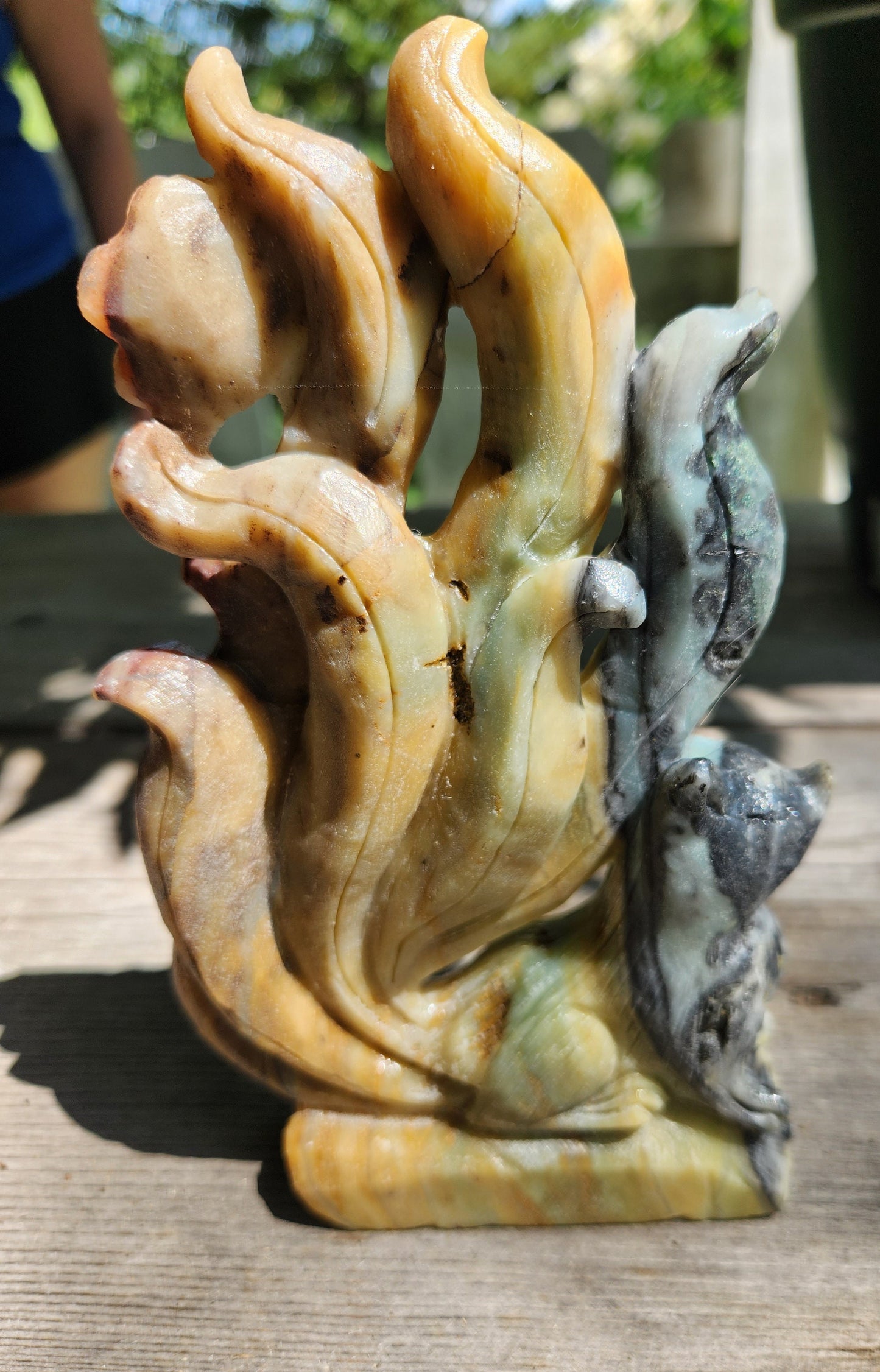 Caribbean Calcite Nine Tail Fox Carving