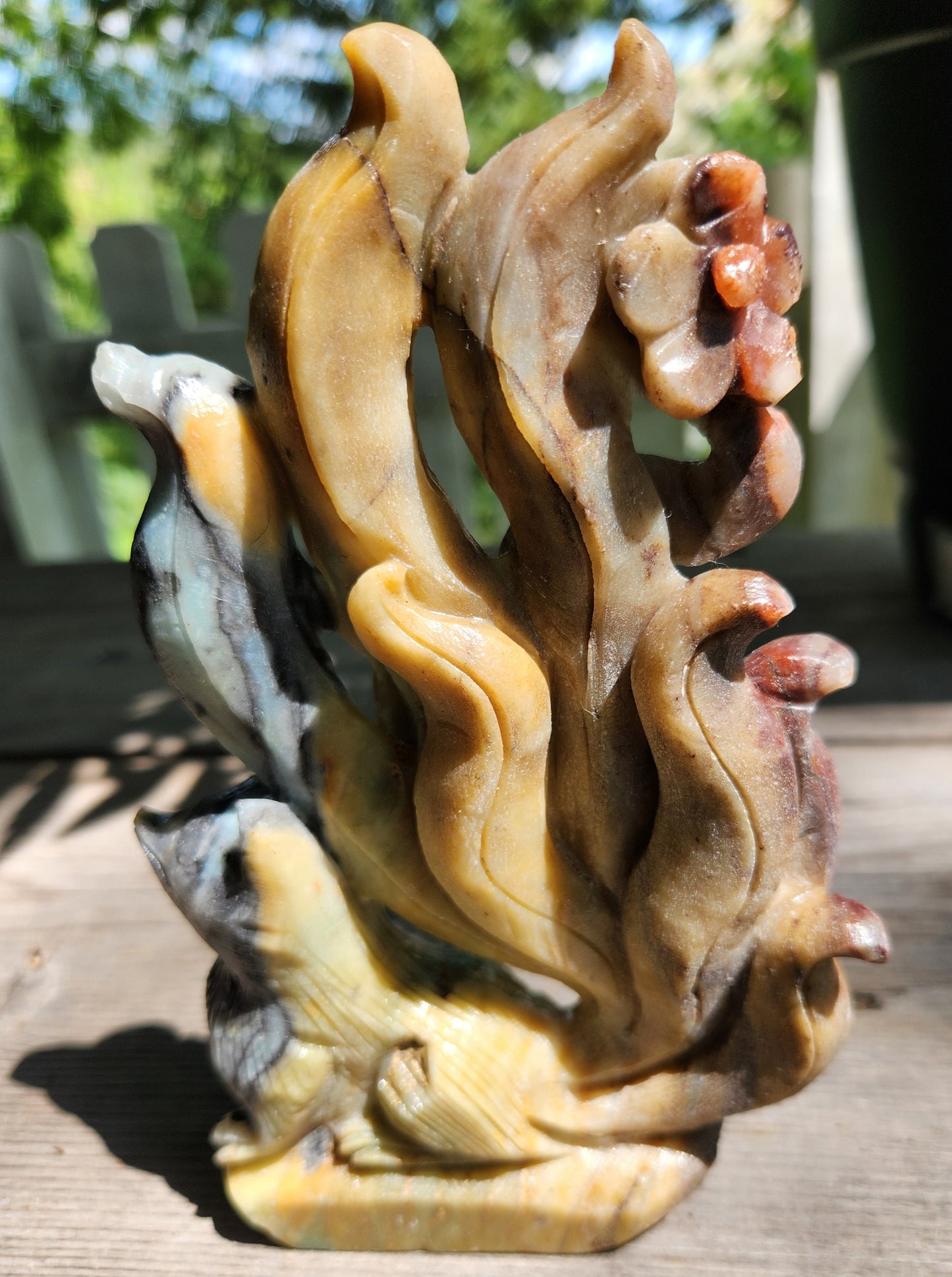 Caribbean Calcite Nine Tail Fox Carving