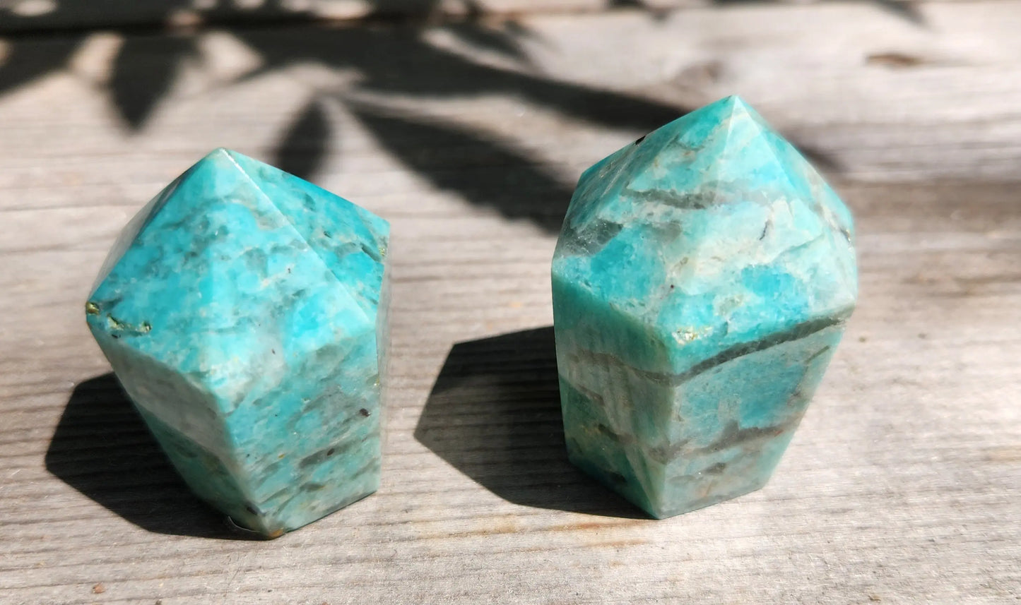 Amazonite Points, Carved Amazonite, Greenish Blue Amazonite, Blue Points, Carved Crystal Points Etsy