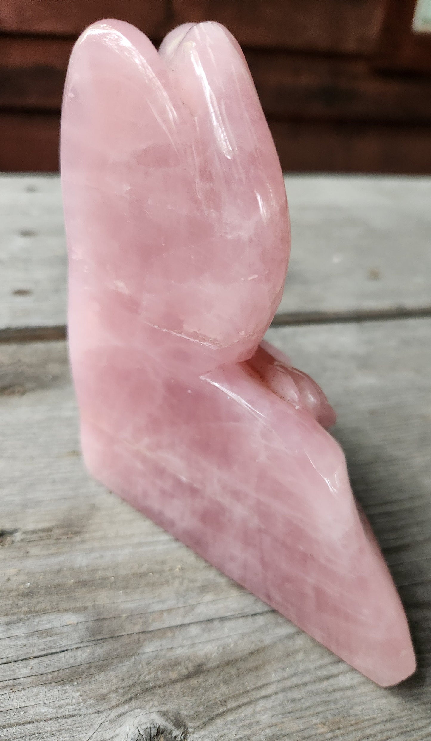 Rare Rose Quartz Carved Parrot