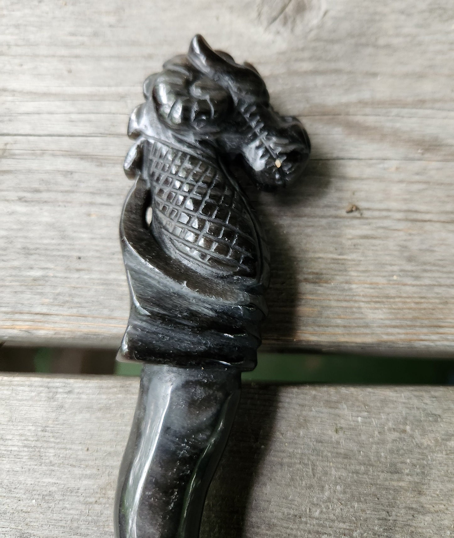 Carved Seahorse Gold Obsidian