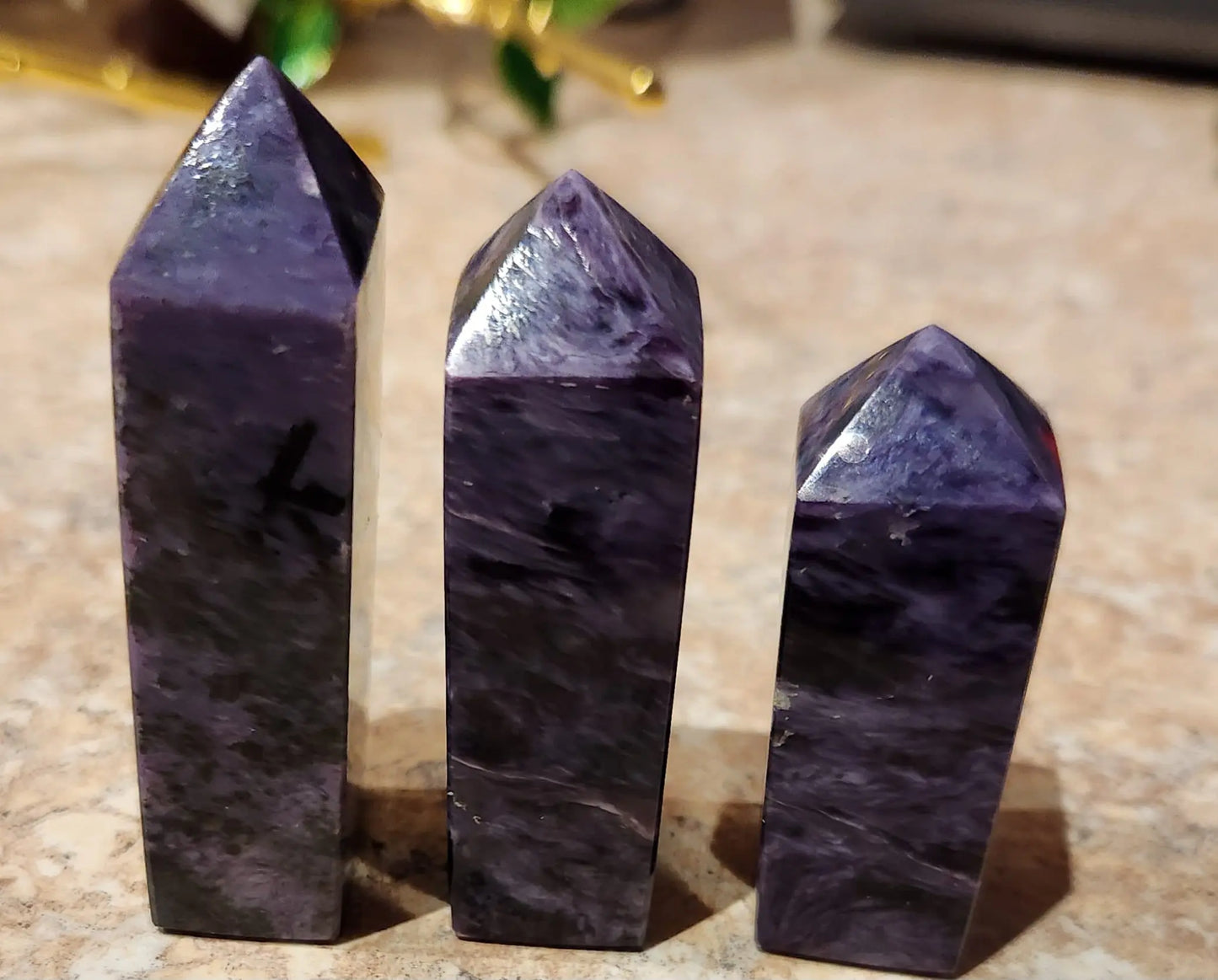 Charoite Towers, Iridescent Purple Mineral, Mini Crystal Points Etsy