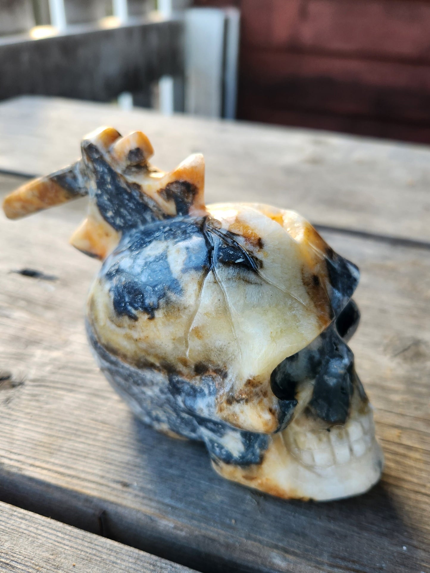 Chalcedony Skull with Hatchet