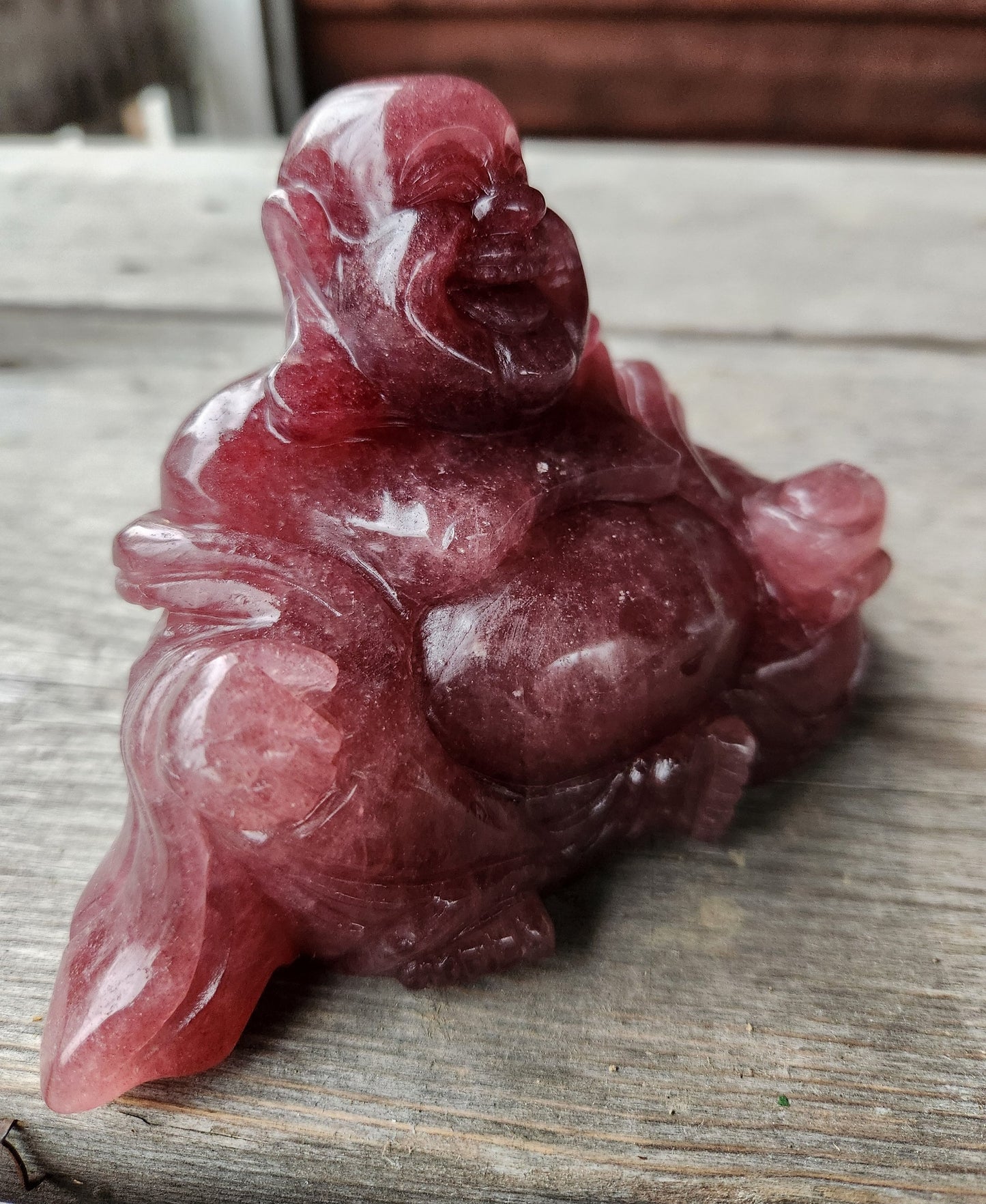 Large Strawberry Quartz Buddha