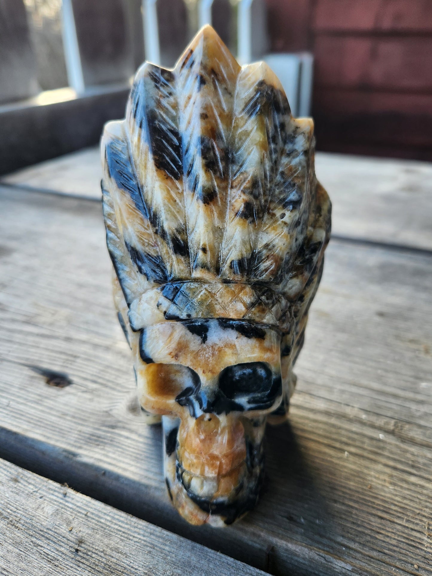 Chalcedony Skull with Feathers