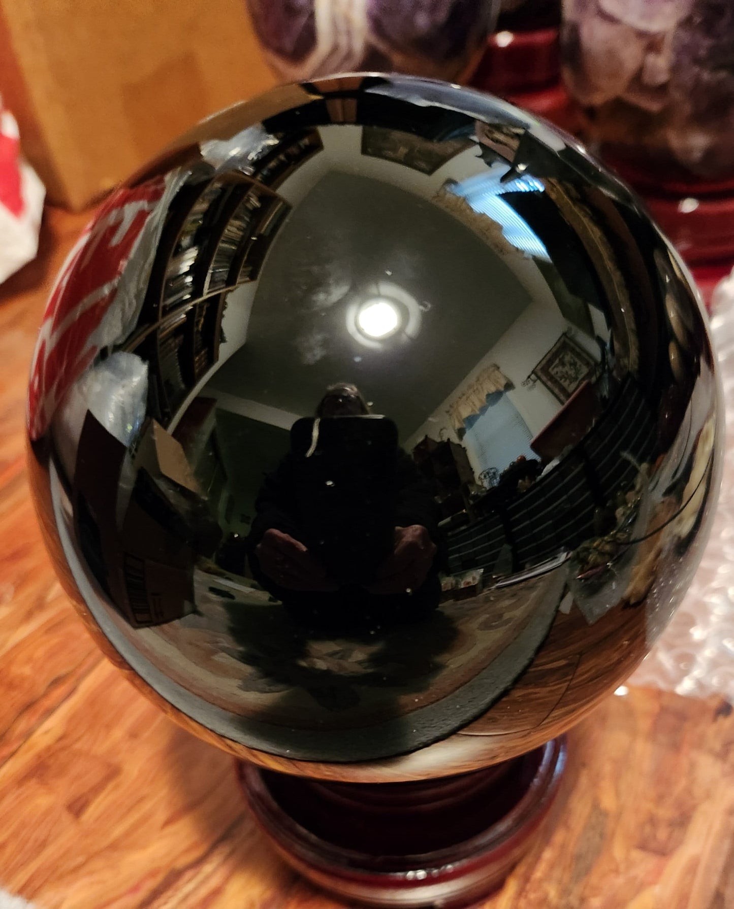 5" Diameter Obsidian Sphere w Stand
