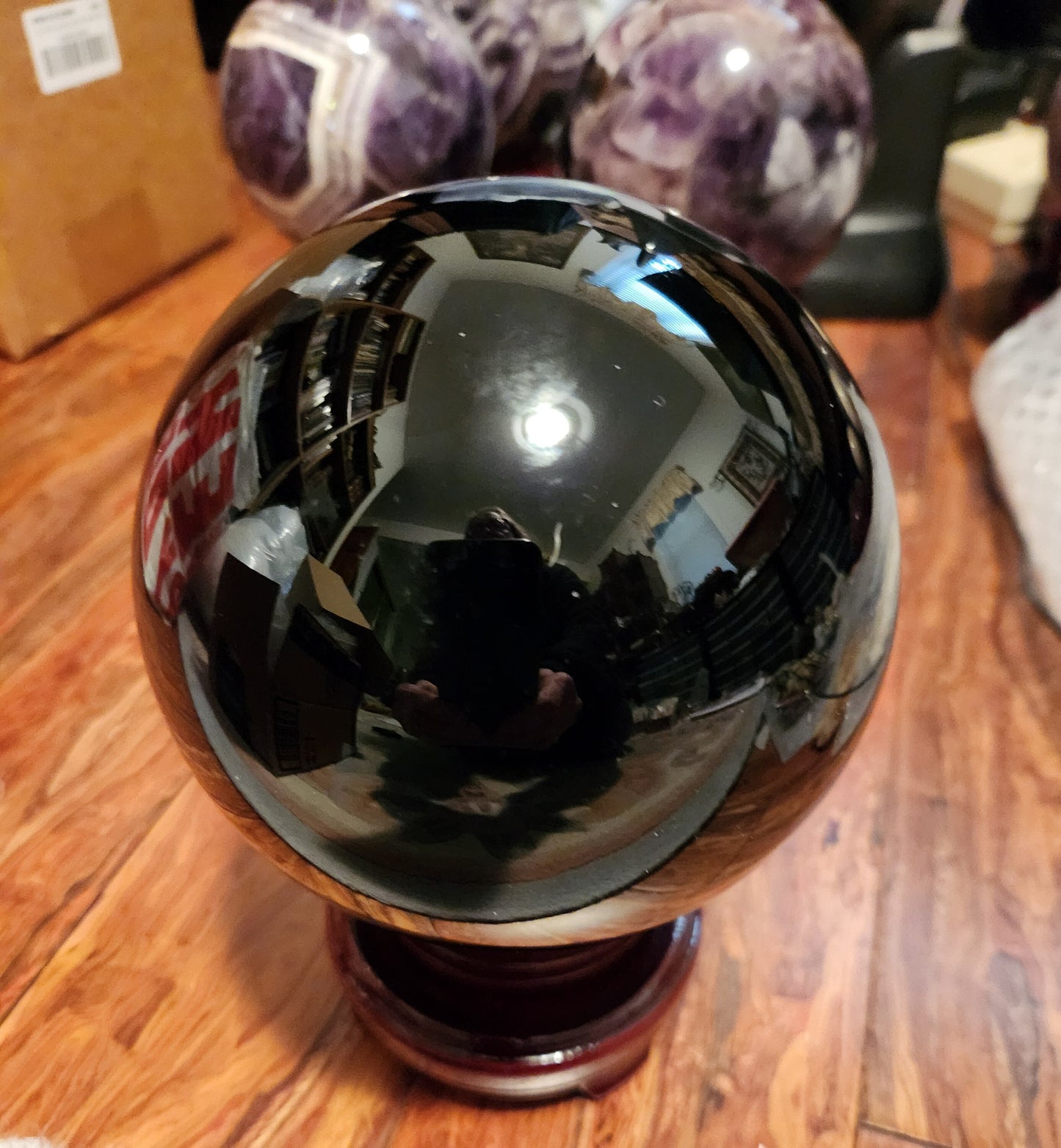 5" Diameter Obsidian Sphere w Stand